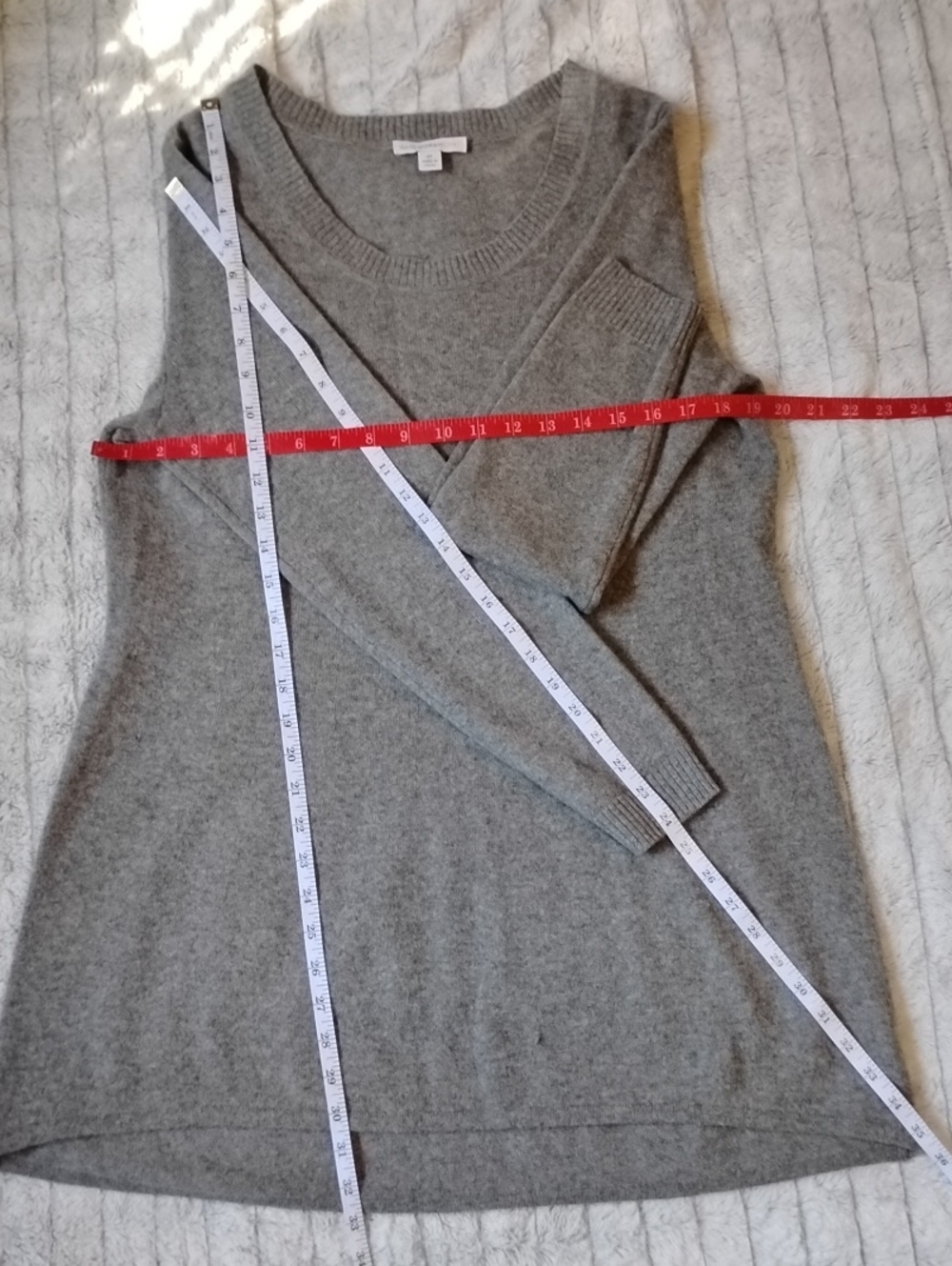 100% CASHMERE Cozy Women's Gray Scoop-Neck Sweater Dress Tunic - Picture 8 of 8